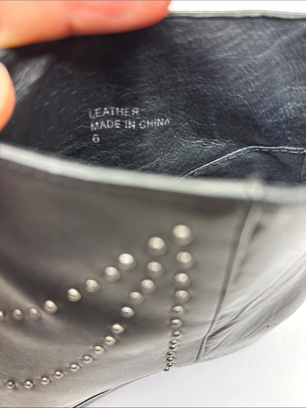 Greyci+Y studded leather ankle boots, SZ 6, box 75